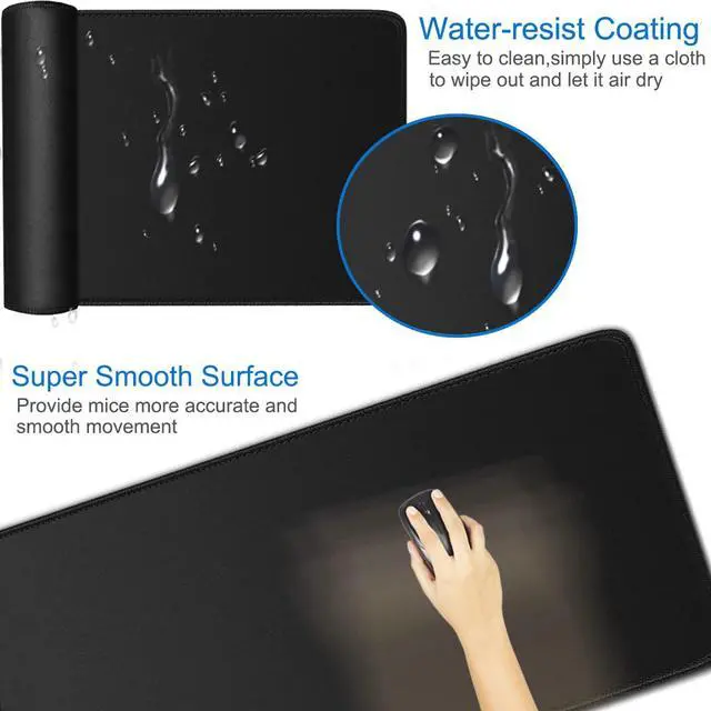 Alt view image 4 of 7 - Large Gaming Mouse Pad, 31.5x15.7 in Large Desk Computer Keyboard Mouse Mat | Gaming MousePad, Water Resist Non-Slip Mousepad Rubber Base Long XXL Large Extended Mat for Work & Gaming, Office Home, Bl