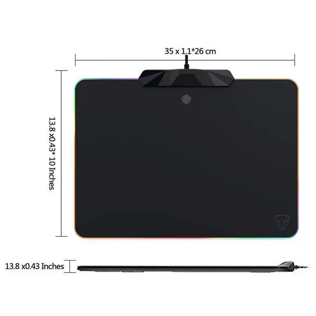 Alt view image 4 of 7 - MOTOSPEED RGB Gaming Mouse Pad -LED Lighting Effects,Wired,Hard Surface Gamer Mouse Mat for Laptop Computer PC Games(13.8X9.8 Inch)
