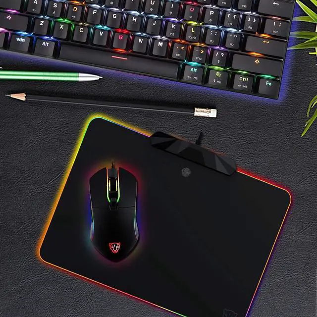 Alt view image 6 of 7 - MOTOSPEED RGB Gaming Mouse Pad -LED Lighting Effects,Wired,Hard Surface Gamer Mouse Mat for Laptop Computer PC Games(13.8X9.8 Inch)