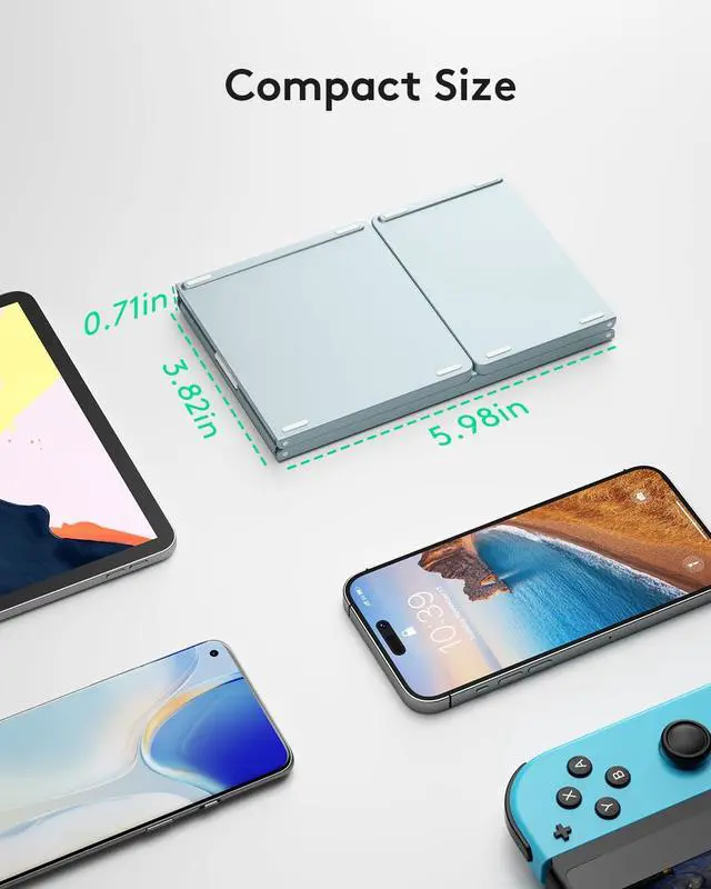 Alt view image 5 of 7 - Samsers Foldable Bluetooth Keyboard with Touchpad, Ultra Slim Compact, Blue | Multi-touch Trackpad, Full Size, Phone Holder, USB-C Charging, 1 Device, for Android Windows iOS Mac OS, Mobile Productivi
