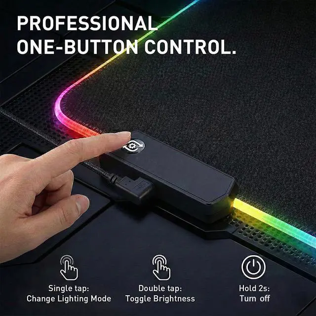 Alt view image 7 of 7 - RGB Gaming Mouse Pad, 0.16 Inch Thickness, 31.5" x 11.8" Large Mouse Pad for Desk, 14 Light Modes Desk Mat, Waterproof, for PC Laptop Office Gaming Use