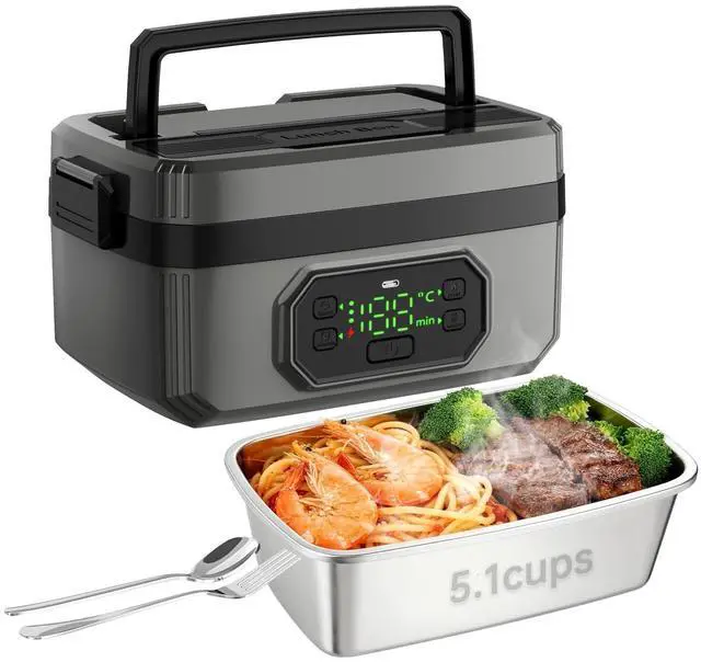 Main image of 21000mAh Rechargeable Cordless Electric Lunch Box for men, 1.2L Food Warmer with Timer & Leak-Proof, Portable Self-Heating for Office, Car, Travel, Outdoor (grey, 1.2L)