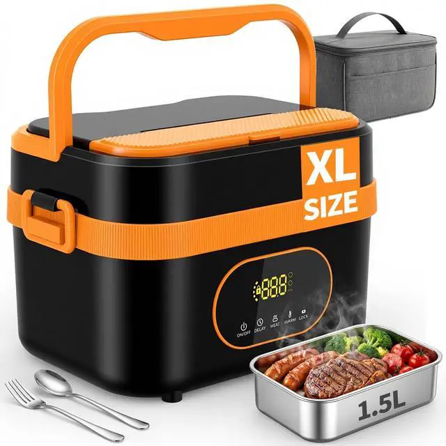 Main image of Cordless Electric Lunch Box for Adults, 18000mAh & 60W Fast Heating Food Warmer, 1.5L Leak-Proof Container, Adjustable Temp & Keep Warm for Office, Travel, Camping, Truck