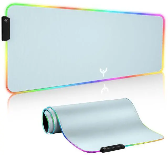 Main image of RGB Gaming Mouse Pad Extra Large Extended 31.5x12 Inch-Grey | LED mouse pad with 14 lighting modes, covers keyboard & mouse, anti-slip rubber base, waterproof surface, USB powered