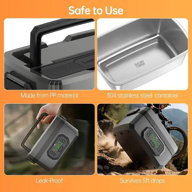 Alt view image 5 of 7 - 21000mAh Rechargeable Cordless Electric Lunch Box for men, 1.2L Food Warmer with Timer & Leak-Proof, Portable Self-Heating for Office, Car, Travel, Outdoor (grey, 1.2L)