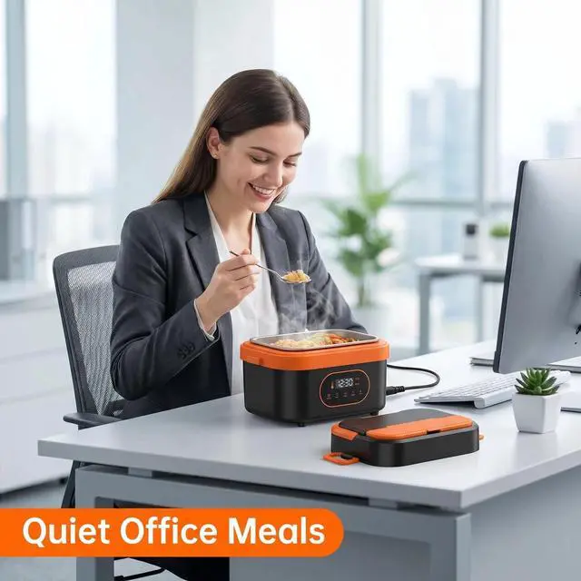 Alt view image 6 of 7 - Cordless Electric Lunch Box for Adults, 18000mAh & 60W Fast Heating Food Warmer, 1.5L Leak-Proof Container, Adjustable Temp & Keep Warm for Office, Travel, Camping, Truck