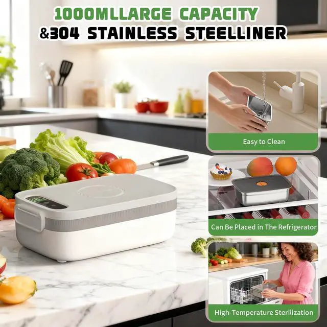 Alt view image 6 of 7 - Cordless Electric Lunch Box for Adults, 34oz/1L Heated Lunch Box with Timer & Adjustable Heating, 14000mAh Rechargeable Portable Food Warmer Lunch Boxs for Office, Travel, Picnic, Outdoor