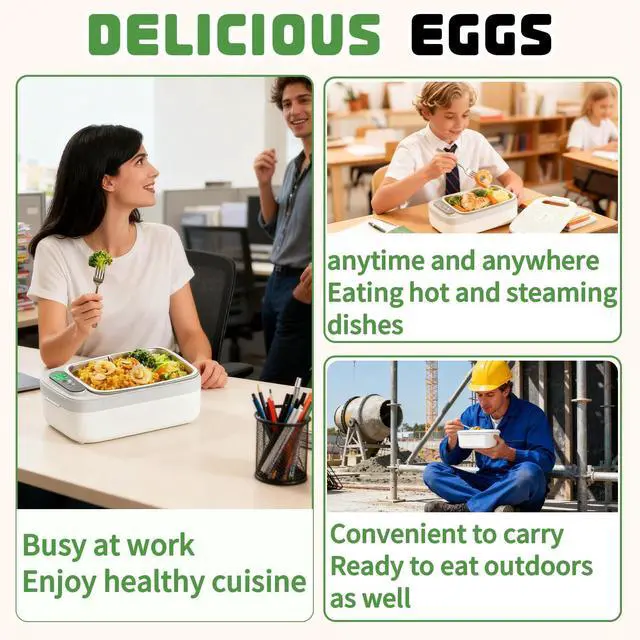 Alt view image 7 of 7 - Cordless Electric Lunch Box for Adults, 34oz/1L Heated Lunch Box with Timer & Adjustable Heating, 14000mAh Rechargeable Portable Food Warmer Lunch Boxs for Office, Travel, Picnic, Outdoor