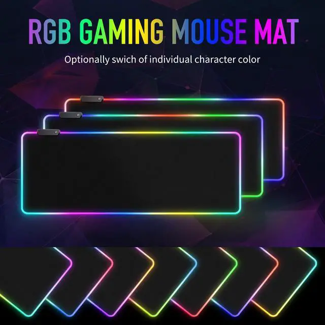 Alt view image 3 of 7 - Large RGB Gaming Mouse Pad -15 Light Modes Touch Control Extended Soft Computer Keyboard Mat Non-Slip Rubber Base for Gamer Esports Pros 31.5X11.8(RGB)