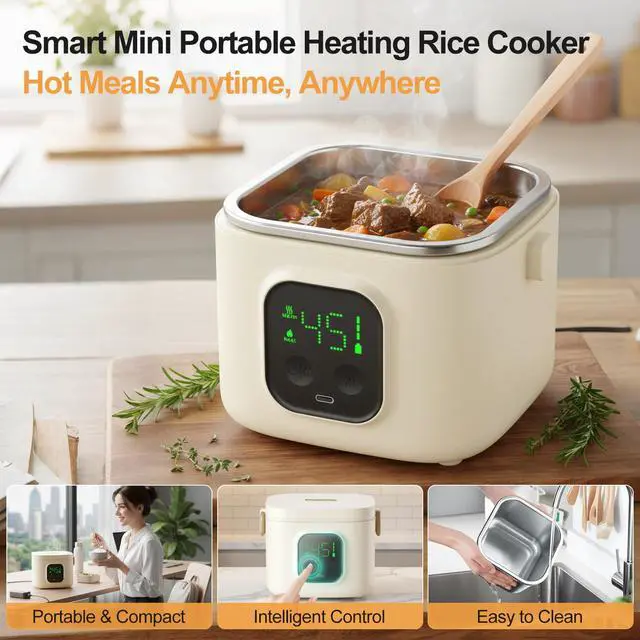 Alt view image 4 of 7 - Wireless Portable Adult Electric Lunch Warmer Powered By 14000mAh Battery Self-Heating Food Warmer Type-C Rechargeable Port 0.8L Portable Self-Heating Food Warmer Ideal for Office Camping Outdoor