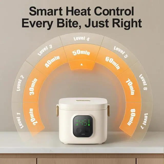 Alt view image 7 of 7 - Wireless Portable Adult Electric Lunch Warmer Powered By 14000mAh Battery Self-Heating Food Warmer Type-C Rechargeable Port 0.8L Portable Self-Heating Food Warmer Ideal for Office Camping Outdoor