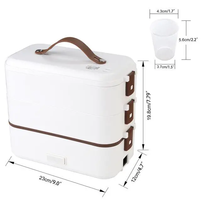 Alt view image 4 of 6 - Electric Lunch Box for Adults, 300W Cook Raw Rice 3 Layer Heated Lunch Box | 5.1-Cups 1200ML Portable Food Warmer,Food-Grade Stainless Steel for Home Office Travel Cook Food (3Layer)