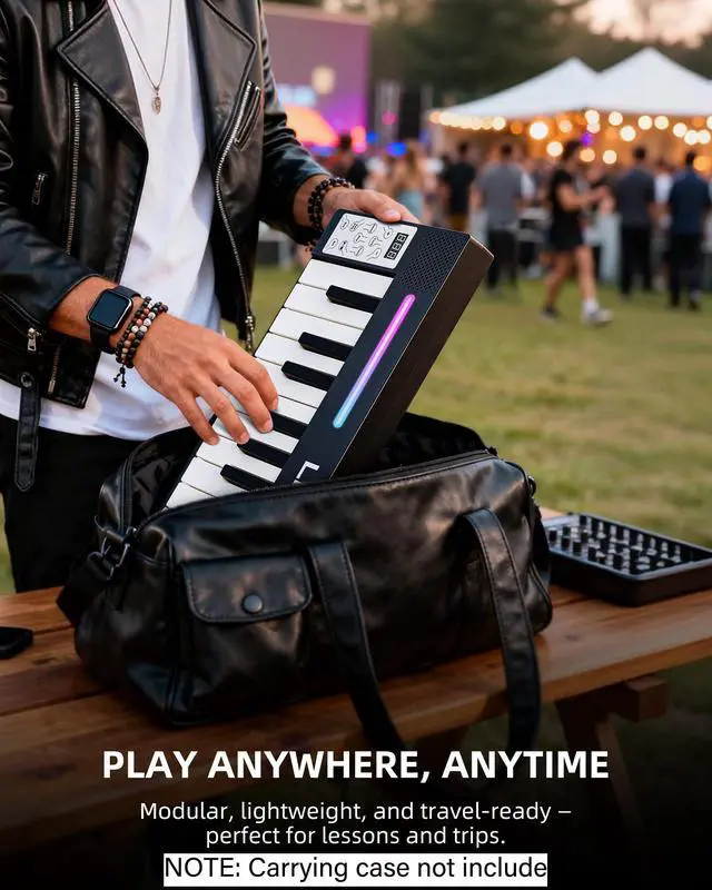 Alt view image 6 of 7 - LEKATO Portable Piano Keyboard, 4 pcs Magnetic Electric Piano with Up to 88 Keys, 128 Tones, 128 Rhythm, 21 Demo, Split, Dual Tone, Record, Bluetooth MIDI, Headphone Jack, for Beginners Home Travel