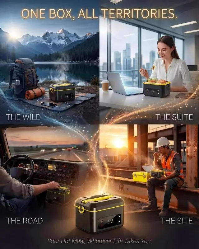 Alt view image 7 of 7 - RUDAP Cordless Electric Lunch Box, 24000mAh Rechargeable 1.2L Food Warmer with 5 Heating Modes, Auto Temperature Control, Portable Heated Lunch Box for Office, Truck & Travel