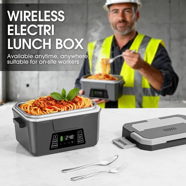 Alt view image 2 of 7 - Herrfilk Cordless Electric Lunch Box for Adults with APP Control, 1.2L Portable Heated Lunch Box Battery Powered with Automatic Heating, Self-Heating Food Warmer for Work, 248°F Max, Leak Resistant