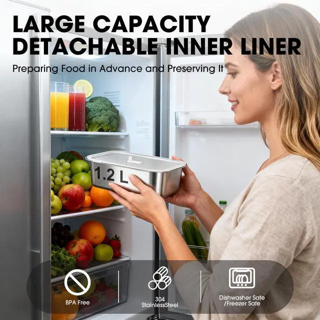 Alt view image 6 of 7 - Herrfilk Cordless Electric Lunch Box for Adults with APP Control, 1.2L Portable Heated Lunch Box Battery Powered with Automatic Heating, Self-Heating Food Warmer for Work, 248°F Max, Leak Resistant