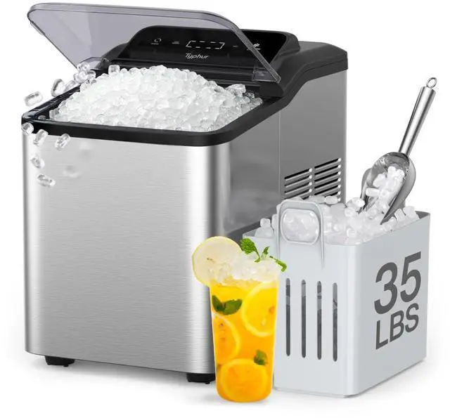 Main image of Typhur Nugget Ice Maker Countertop, Self-Cleaning Pump, 35lb/24H, Stainless | Crushed Pebble Ice Machine with Pellet Ice, 8 Packs Cleaner, Dual Ice Scoops, Compact Design for Home, Kitchen, Party, RV