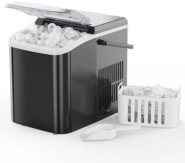 Main image of NEWBULIG Ice Makers Countertop with Handle, Portable Ice Machine, 9 Bullet Ice Cubes in 6 Mins, 26lbs in 24Hrs, Auto-Cleaning, with Basket and Scoop, for Home, Kitchen, RV, Camping,Black | 9 Bullet Cu