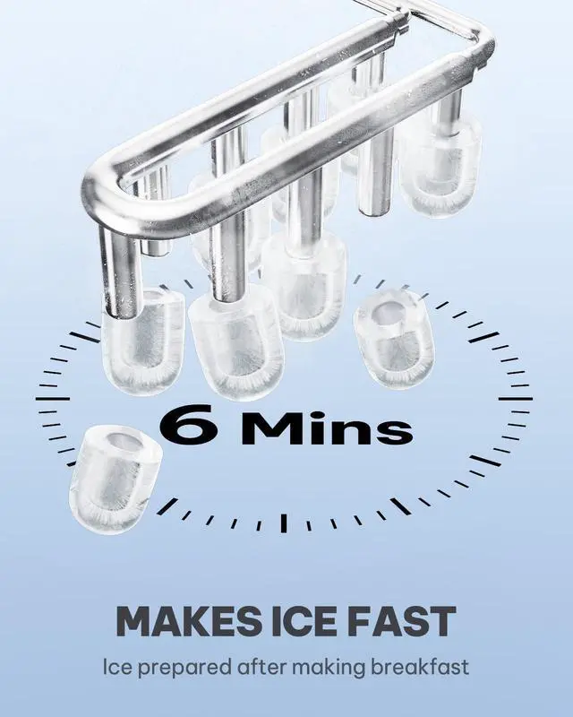 Alt view image 3 of 7 - Silonn Ice Maker Countertop, Portable Ice Machine with Carry Handle, Self-Cleaning Ice Makers with Basket and Scoop, 9 Cubes in 6 Mins, 26 lbs per Day, Ideal for Home, Kitchen, Camping, RV