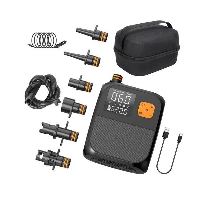 Alt view image 6 of 6 - Rechargeable Electric Paddle Board Pump, 25PSI with LED Flashlight, 8000mAh Battery & 12V Car Adapter, Portable Air Pump for Quick Inflation of Paddle Boards, Kayaks, and Tents