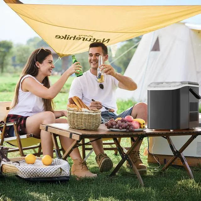 Alt view image 5 of 7 - NEWBULIG Ice Makers Countertop with Handle, Portable Ice Machine, 9 Bullet Ice Cubes in 6 Mins, 26lbs in 24Hrs, Auto-Cleaning, with Basket and Scoop, for Home, Kitchen, RV, Camping,Black | 9 Bullet Cu