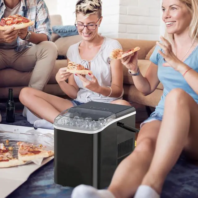 Alt view image 7 of 7 - NEWBULIG Ice Makers Countertop with Handle, Portable Ice Machine, 9 Bullet Ice Cubes in 6 Mins, 26lbs in 24Hrs, Auto-Cleaning, with Basket and Scoop, for Home, Kitchen, RV, Camping,Black | 9 Bullet Cu