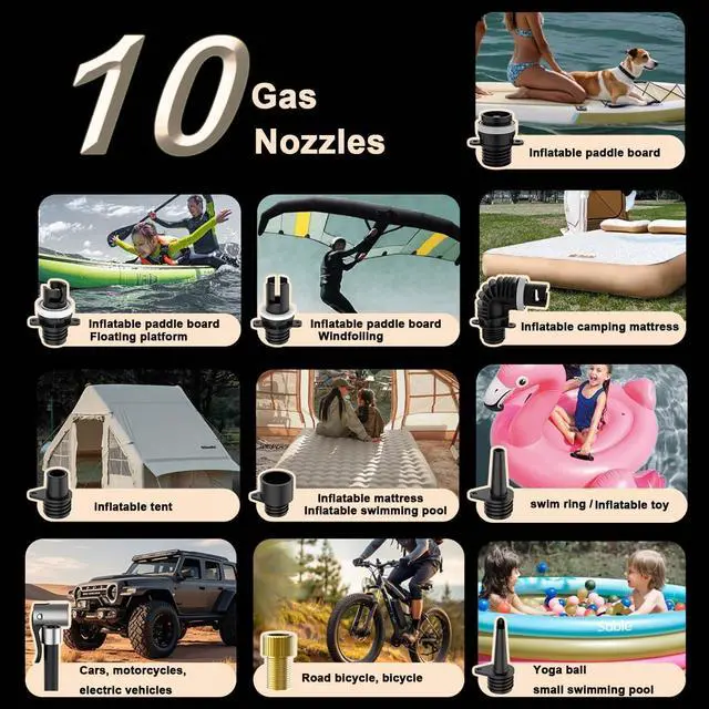 Alt view image 5 of 7 - Electric Paddle Board Pump, Rechargeable 60PSI High Pressure SUP Pump, Intelligent Dual Stage Inflation & Deflation, Auto-Off for Stand Up Paddle Boards, Surfing Kite, Tent, Boat