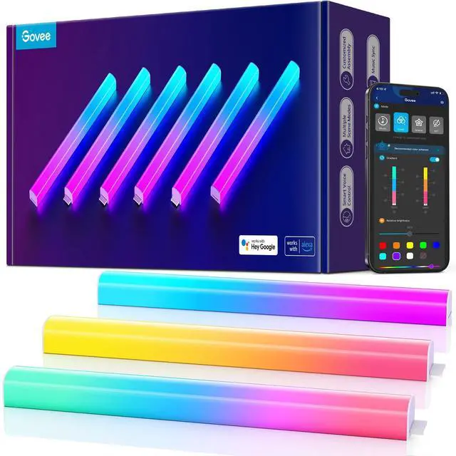 Main image of Govee Glide Wall Lights, Smart Gaming Light Bar, Works with SmartThings | RGBIC LED Wall Lamp for Bedroom, DIY, 6 Count Light Bar for Gaming Room(2 Panels Set and 3 Sections/Panel)