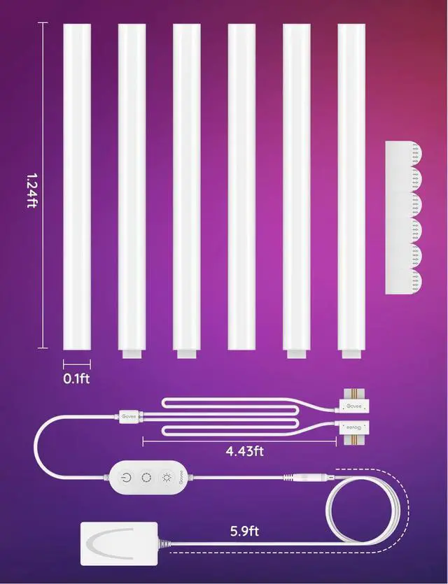 Alt view image 7 of 7 - Govee Glide Wall Lights, Smart Gaming Light Bar, Works with SmartThings | RGBIC LED Wall Lamp for Bedroom, DIY, 6 Count Light Bar for Gaming Room(2 Panels Set and 3 Sections/Panel)