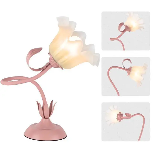Main image of Cute Flower Desk Lamp, 3 Color Temperature Table Lamps with LED Bulb, Vintage Bedside Lamp, Reading Lamps with Soft Light for Bedroom, Living Room(Pink)