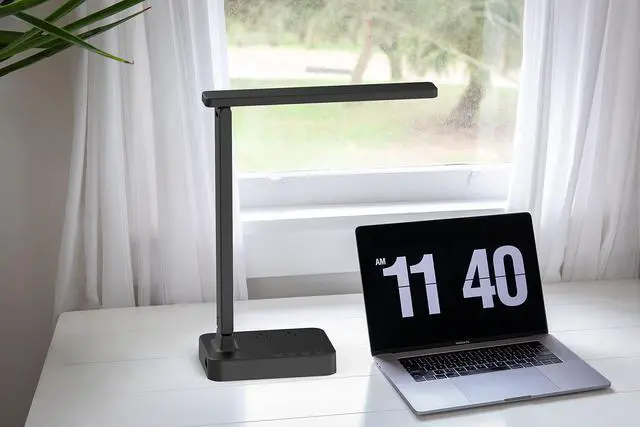 Alt view image 7 of 7 - Drevet LED Desk lamp with USB C Charging Port, Table Light with 3 USB Charger and 2 AC Power Outlet, 3 Color Model, 3 Level Brightness, Touch Control, Memory Function, Eye-Caring Office Foldable Lamp
