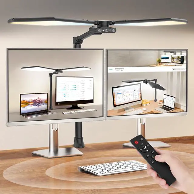 Main image of 36W LED Desk Lamp with Clamp, Dual-Head Architect Lamp with Remote, Black | Ultra Bright 448-LED 3600LM Office Lamp, 2700K-6500K, Stepless Dimming, 60-Inch Desk Light for Workbenches and Home Offices