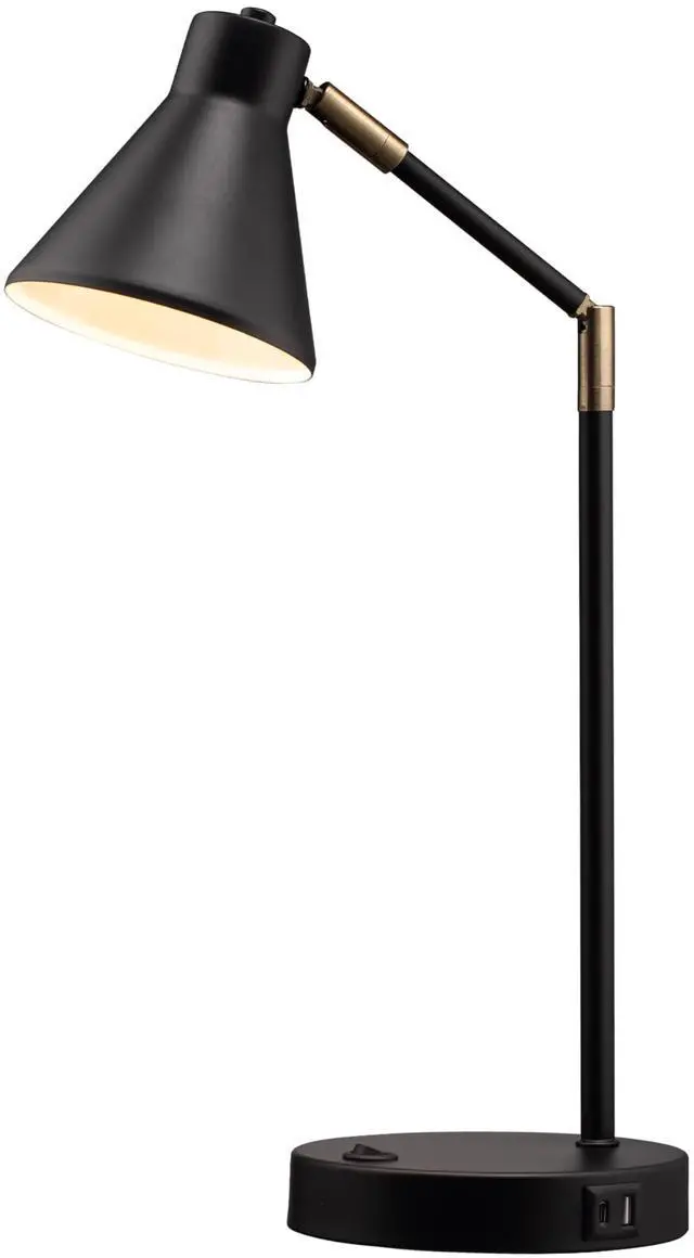 Main image of O'Bright Astrum - LED Desk Lamp with Dual USB Charging Ports, 100% Metal, 270 Degree Swivel Arms, Soft White Light (3000K), Bedside & Home Office Table Lamp, ETL Listed, Black
