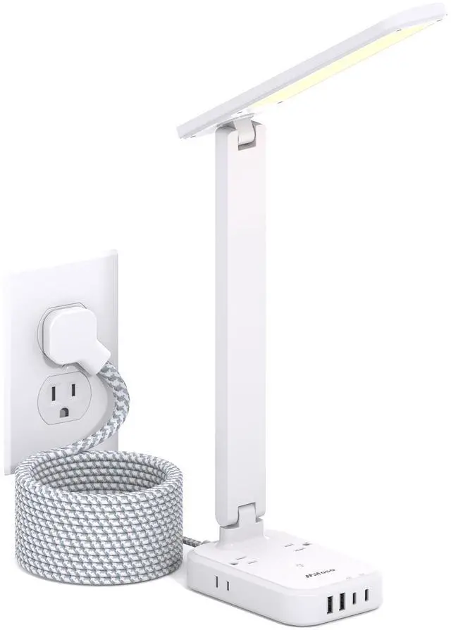 Main image of Mifaso 8-in-1 LED Desk Lamp with Power Strip, PD 30W Touch Desk Lamp, 4 Outlets & 4 USB Ports, Eye-Caring Dimmable Table Lamp with 5FT Extension Cord for Home Office College Dorm Room Essentials