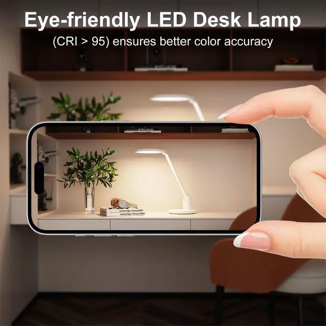 Alt view image 3 of 7 - Kitloo Desk Lamps for Home Office with Stable Base, 1000LM Ultra Bright Eye-Caring Desk Light, 3000K-6000K Dimmable Table Lamp with Stepless Dimming & Timing Function for Work, Reading, Bedroom