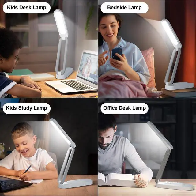 Alt view image 6 of 6 - Giryuhd LED Desk Lamp for Office Home & Battery Operated Lamp Rechargeable Lamp Foldable & Portable Light, LED Desk Light Strip, 3 Brightness Dimmable Small Desk Lamp Wireless Reading Lamp (White)