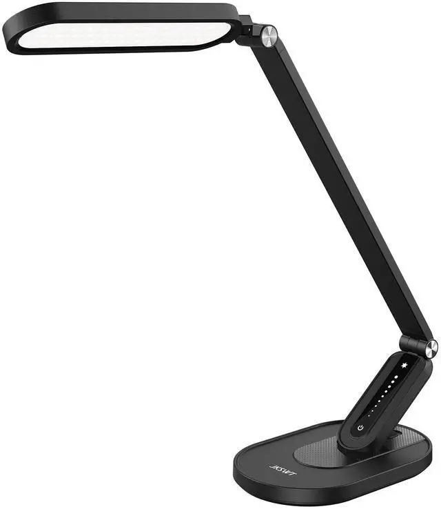 Main image of JKSWT LED Desk Lamp, Eye-Caring Table Lamps Natural Light Protects Eyes Dimmable Office Lamp with 5 Color Modes USB Charging Port Touch Control and Memory Function, 10W Reading Lamp,Black