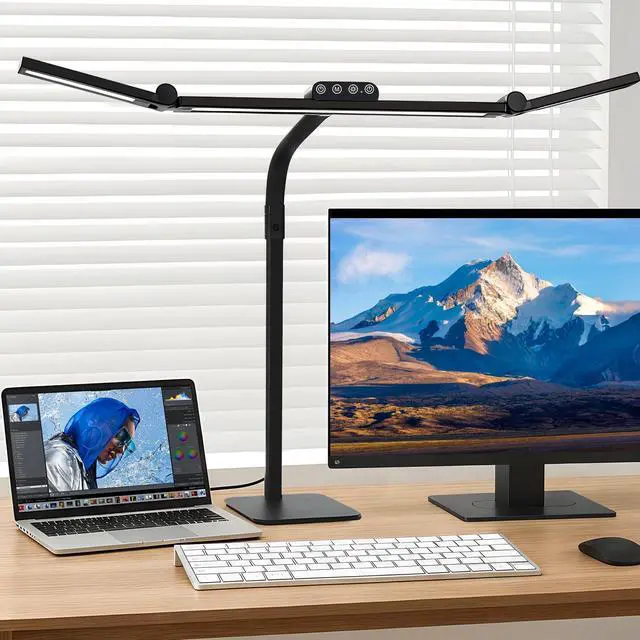 Main image of LED Desk Lamp for Home Office with Base, 28.2" Adjustable Gooseneck Swing Arm Ultra Bright Desk Light, Dimmable Architect Table lamp for Desktop Computer Light, Reading, Study, Workbench