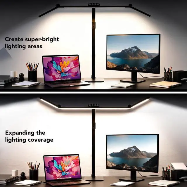 Alt view image 2 of 7 - LED Desk Lamp for Home Office with Base, 28.2" Adjustable Gooseneck Swing Arm Ultra Bright Desk Light, Dimmable Architect Table lamp for Desktop Computer Light, Reading, Study, Workbench