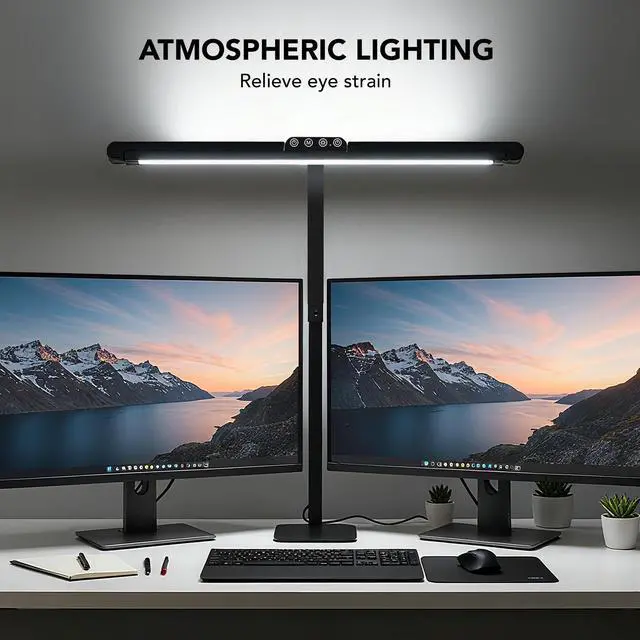 Alt view image 3 of 7 - LED Desk Lamp for Home Office with Base, 28.2" Adjustable Gooseneck Swing Arm Ultra Bright Desk Light, Dimmable Architect Table lamp for Desktop Computer Light, Reading, Study, Workbench
