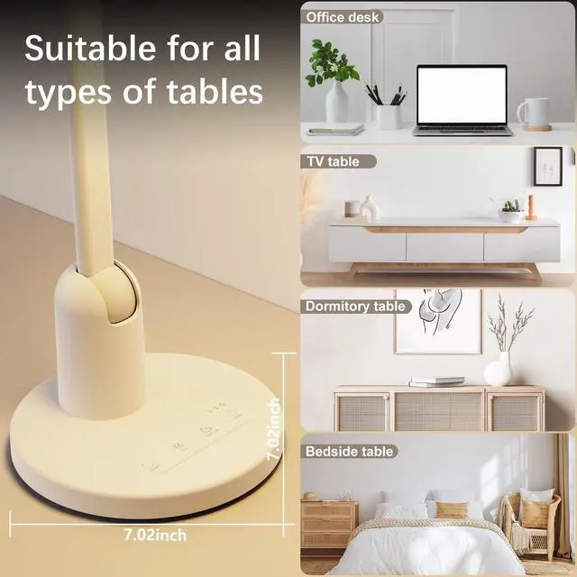 Alt view image 6 of 7 - Kitloo Desk Lamps for Home Office with Stable Base, 1000LM Ultra Bright Eye-Caring Desk Light, 3000K-6000K Dimmable Table Lamp with Stepless Dimming & Timing Function for Work, Reading, Bedroom