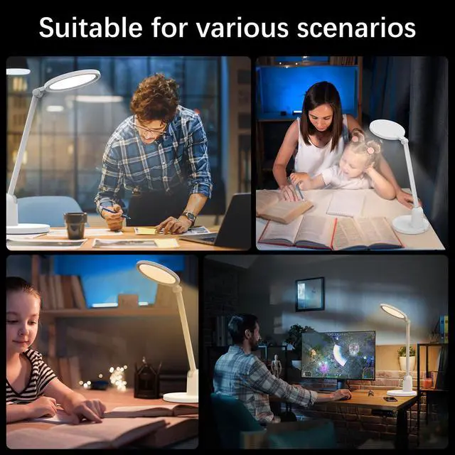 Alt view image 7 of 7 - Kitloo Desk Lamps for Home Office with Stable Base, 1000LM Ultra Bright Eye-Caring Desk Light, 3000K-6000K Dimmable Table Lamp with Stepless Dimming & Timing Function for Work, Reading, Bedroom