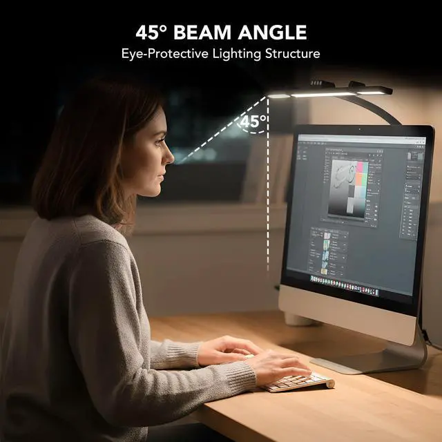 Alt view image 6 of 7 - LED Desk Lamp for Home Office with Base, 28.2" Adjustable Gooseneck Swing Arm Ultra Bright Desk Light, Dimmable Architect Table lamp for Desktop Computer Light, Reading, Study, Workbench
