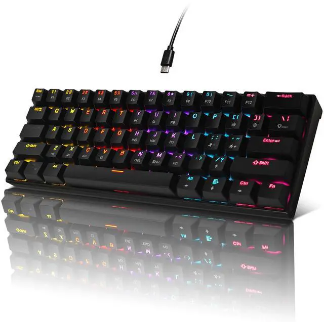Main image of Mechanical Keyboard, 60% Mechanical Gaming Keyboard with Blue Switches and Dynamic 26-Mode RGB Backlight - Plug and Play, 61-Key, Anti-Ghosting, for PC, Windows, Mac, Gamer, Office, Typists