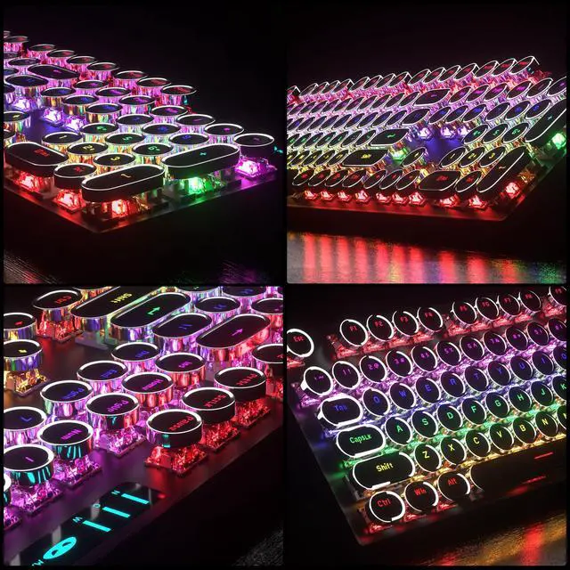 Alt view image 6 of 7 - Retro Typewriter Keyboard and Mouse Combo, Cute Black Keyboard with Linear Red Switches, Full Size Wired Mechanical Gaming Keyboard, Cool Light Up Keyboard and Mouse for Gaming,Work,Mac,PC,Windows