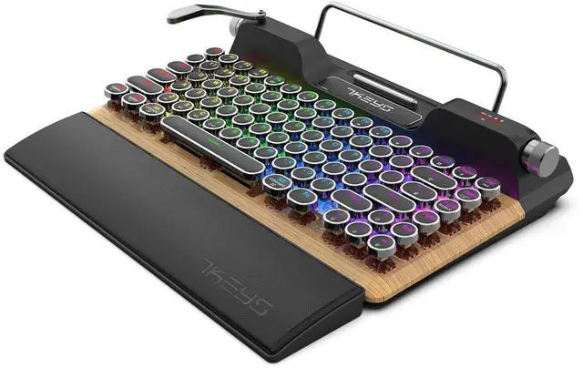 Main image of 7KEYS Retro Typewriter Mechanical Gaming Keyboard, Vintage Style Computer Keyboard with Wireless Bluetooth5.0/Wired/2.4G, True RGB Backlight, Compatible with PC/Laptop/Tablet/Phone (Linear Switch)