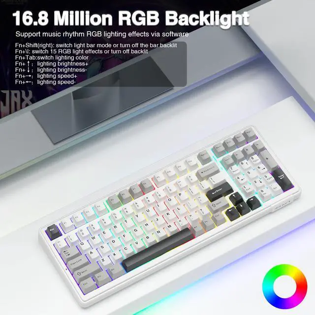 Alt view image 7 of 7 - AULA F99 Wireless Mechanical Keyboard,Tri-Mode BT5.0/2.4GHz/USB-C Hot Swappable Custom Keyboard,Pre-lubed Linear Switches,RGB Backlit Computer Gaming Keyboards for PC/Tablet/PS/Xbox