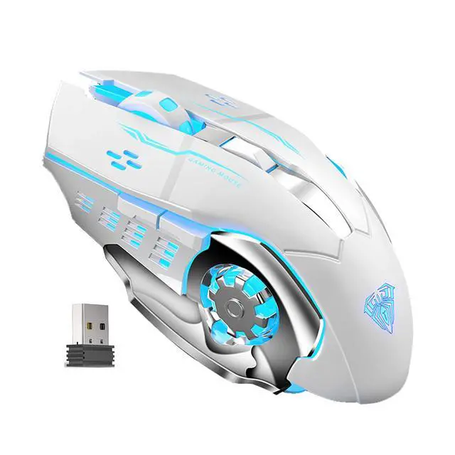 Alt view image 7 of 7 - AULA White Gaming Keyboard and Mouse Combo (F2088 Typewriter Style Mechanical Keyboards Wired + SC100 Wireless Gaming Mouse), LED Rainbow Backlit Keyboard Mouse Set