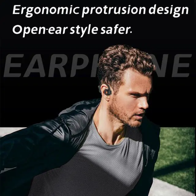 Alt view image 7 of 7 - AYI Open Ear Air Conduction Bluetooth Headphone Dual Mic Rotatable Boom Mic Active Noise Cancellation IPX5 Waterproof Bluetooth 5.4 Pain-Free Design for Sports Work Outdoor Activities-DG Black
