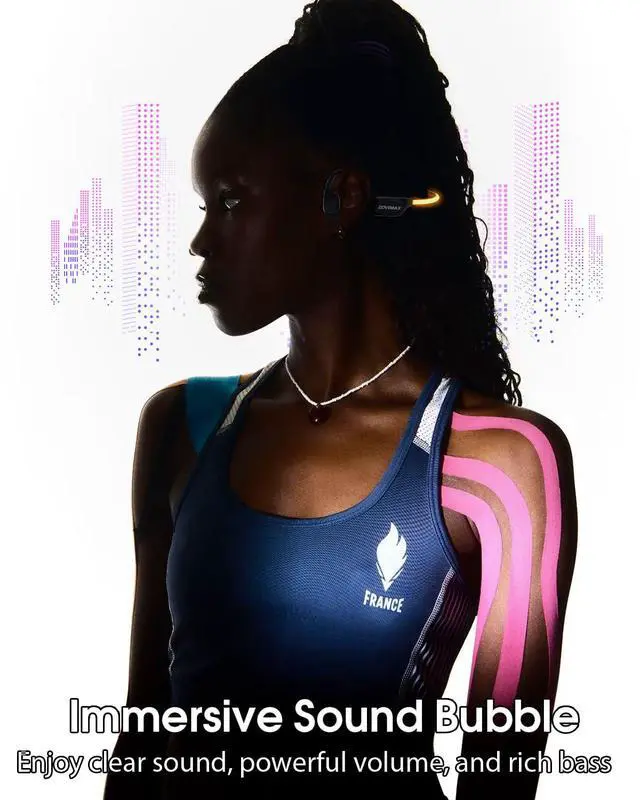 Alt view image 5 of 7 - X500 Bone Conduction Headphones, Open Ear, LED Light, IP67 | Open-ear Bluetooth Sports Headset for Running, Cycling, Workouts & Outdoor, with Rear LED safety Light and Built-in Mic